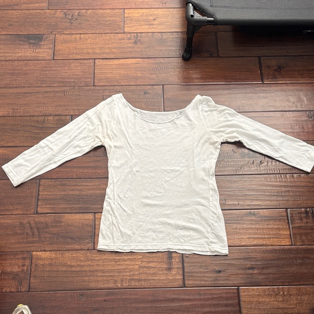 American Apparel White Scoop Neck Long Sleeve Tee